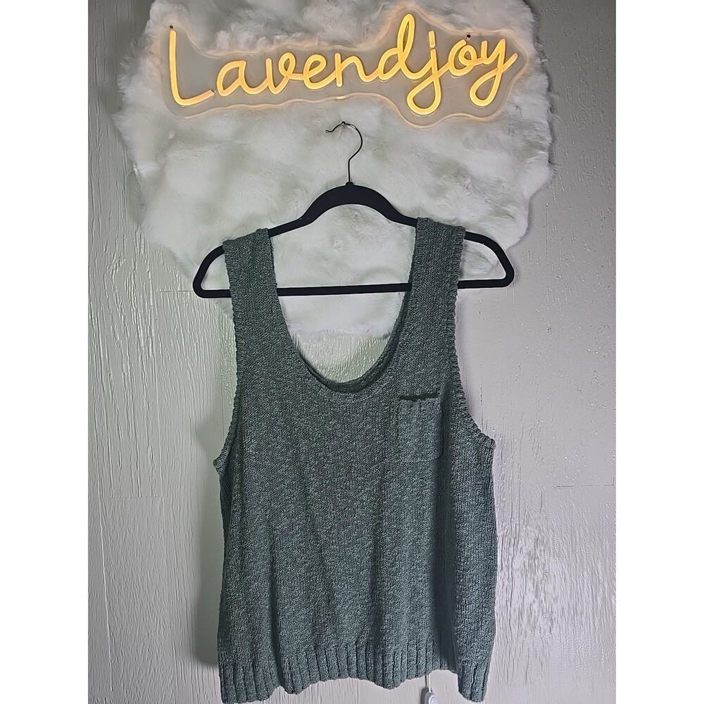 J Crew Knit Sweater Tank Top Womens XL Green Office Fall Winter Cozy Holiday